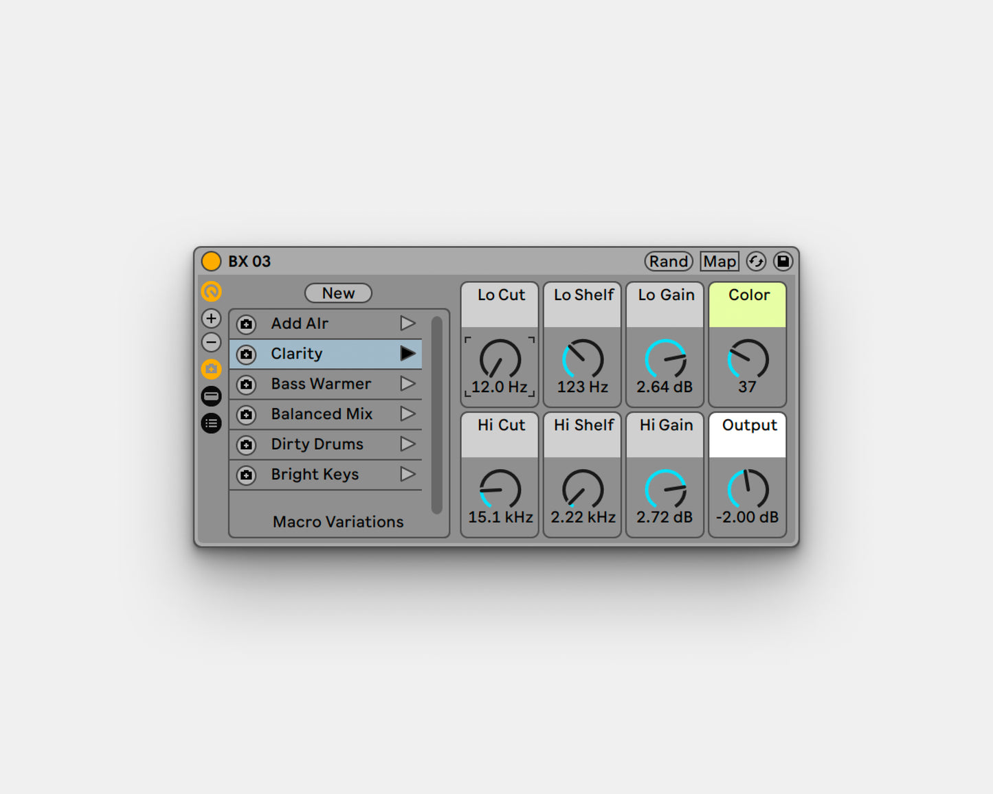 BX-03 — Baxandall EQ Ableton Live Effect Rack