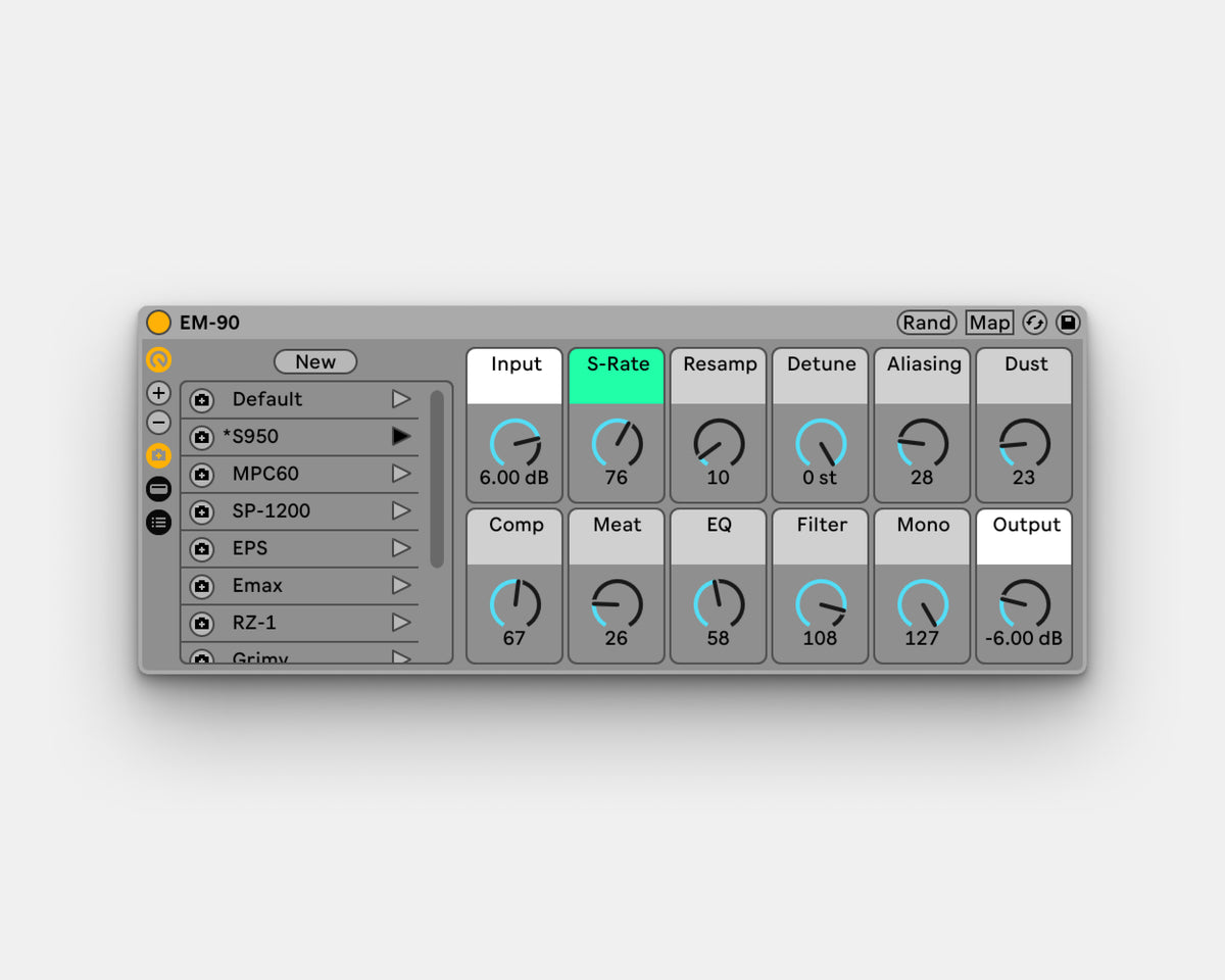 Emulation Racks EM-90 — 12-bit Sampler Emulation Ableton Live Effect Rack – Superlunar